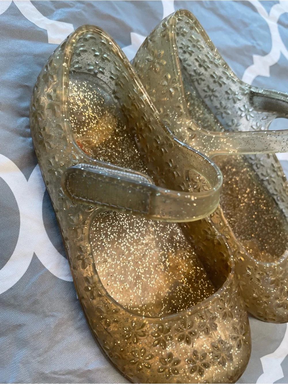 Old navy toddler sz8 Gold Glitter Jelly Mary Jane Shoes summer waterproof